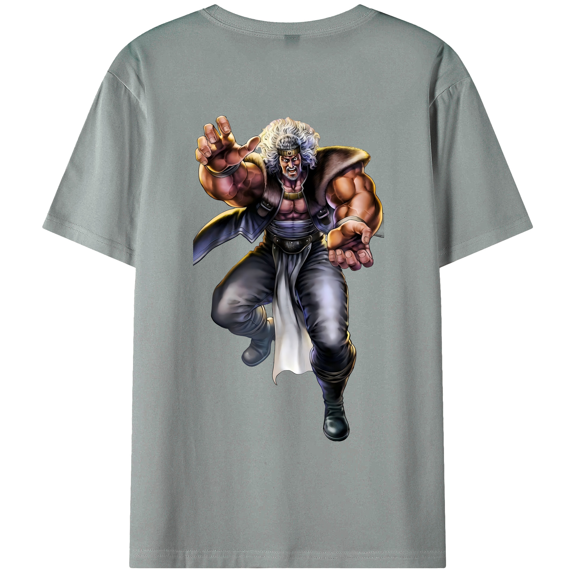 （画像用） 北斗の拳 Fist of the North Star 綿100％ メンズ半袖Tシャツ（バックプリント） 通気性